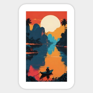 sunset on the river Sticker